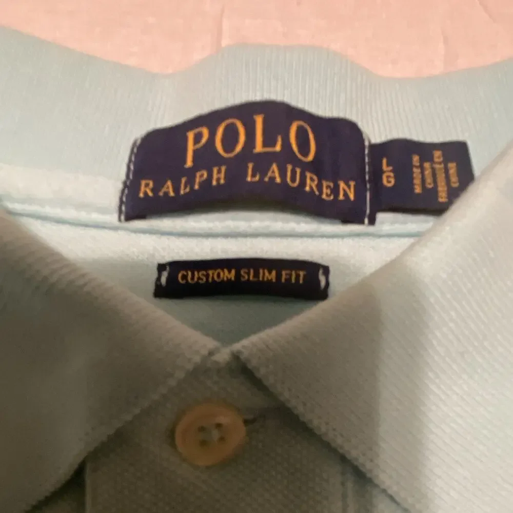 Polo Ralph Lauren Custom Slim Fit Polo Shirt Men’s L mint green Solid Cotton